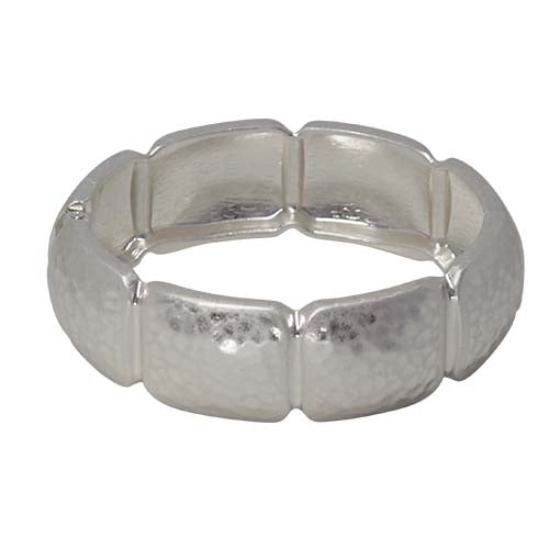 Fabienne Hinged Hammered Rectangles Bangle in silver