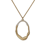 Fabienne Irregular Oval Wire Wrap pendant necklace in gold and silver