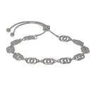 Fabienne Double Circle Link Chain slider bracelet in silver