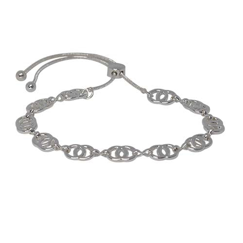 Fabienne Double Circle Link Chain slider bracelet in silver