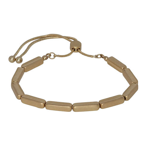 Fabienne Long Rectangle Bead slider bracelet in gold