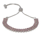 Fabienne Double Line Round CZ slider bracelet in silver with pink