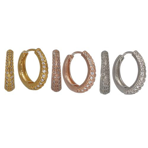 Fabienne Cubic Zirconia Bling huggie earrings — assorted metal tones