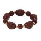 Fabienne Resin Multi Shape stretch bracelet in gold and chocolate