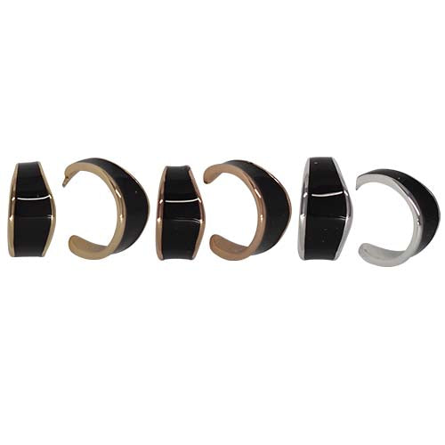 Fabienne Irregular Enamel hoop post earrings in black