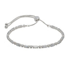 Fabienne Rectangle & Round Crystal slider bracelet in silver with clear crystal