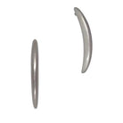 Pair of slim curved bar drop earrings on posts, in brushed silver.
