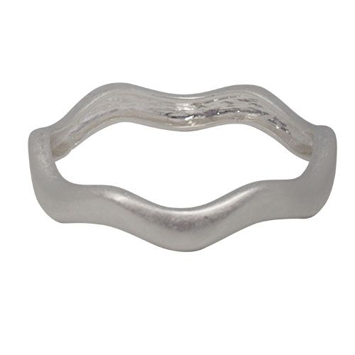 Matte silver-tone bangle with a soft wave running all the way round.