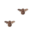 Pair of rose gold-tone bee stud earrings with rounded ribbed bodies and textured wings.