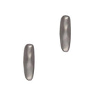 Pair of elongated silver-tone oval stud earrings with a satin, gently rippled finish.