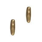 Pair of elongated gold-tone oval stud earrings with a satin, gently rippled finish.