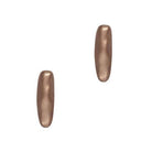 Pair of elongated rose gold-tone oval stud earrings with a satin, gently rippled finish.