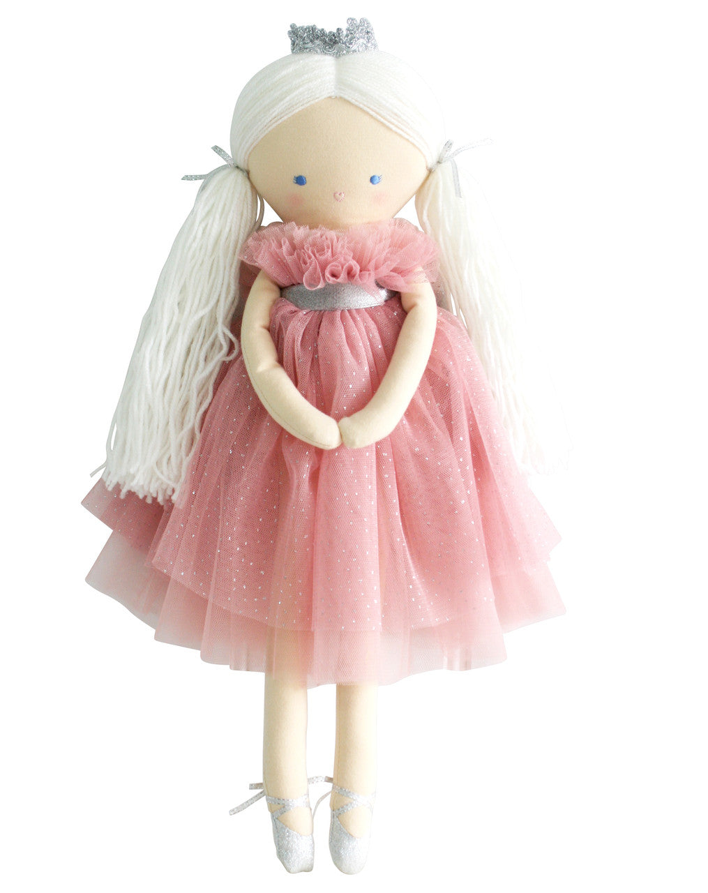 Penelope princess doll front view showing ruffle neckline and layered tulle skirt
