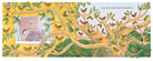 An inside spread of Kissed by the Moon: a baby among the branches of a golden tree.