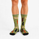 The Labrador socks worn: olive green with black and golden labradors.