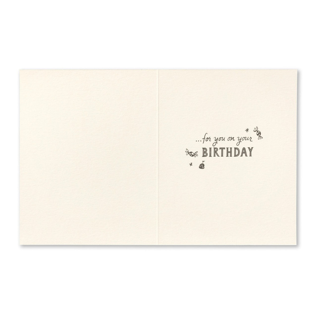 The inside of the All the Treats card, with a small birthday greeting printed on the right.