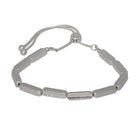 The long rectangle bead slider bracelet in silver.