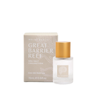 Great Barrier Reef Eau de Parfum 15 mL bottle with a gold cap beside its box