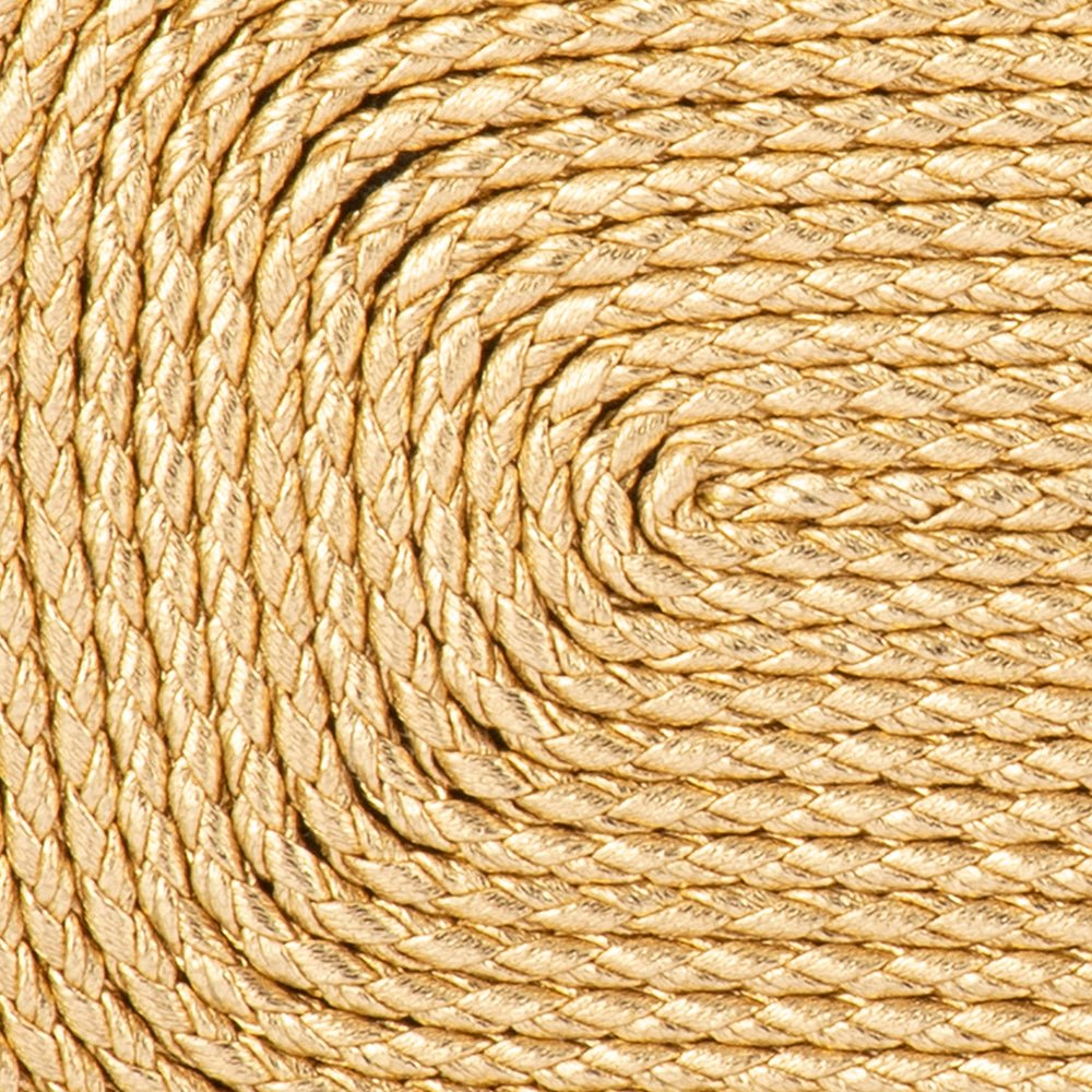 Close-up of the braided gold rope coiled in rounded rows