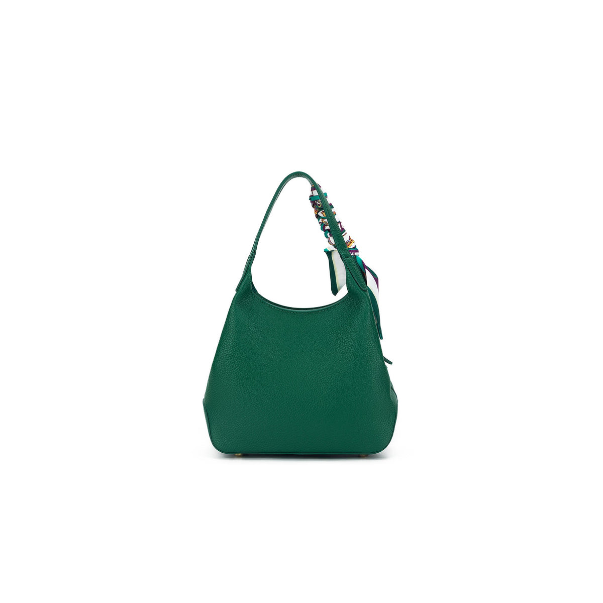 The other side of the green bag, the scarf tied on its handle.