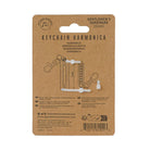 The back of the keychain harmonica's kraft card.