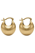 Olivera crescent hoops in Gold: a pair of chunky rounded hoops in a satin gold tone with hinged backs