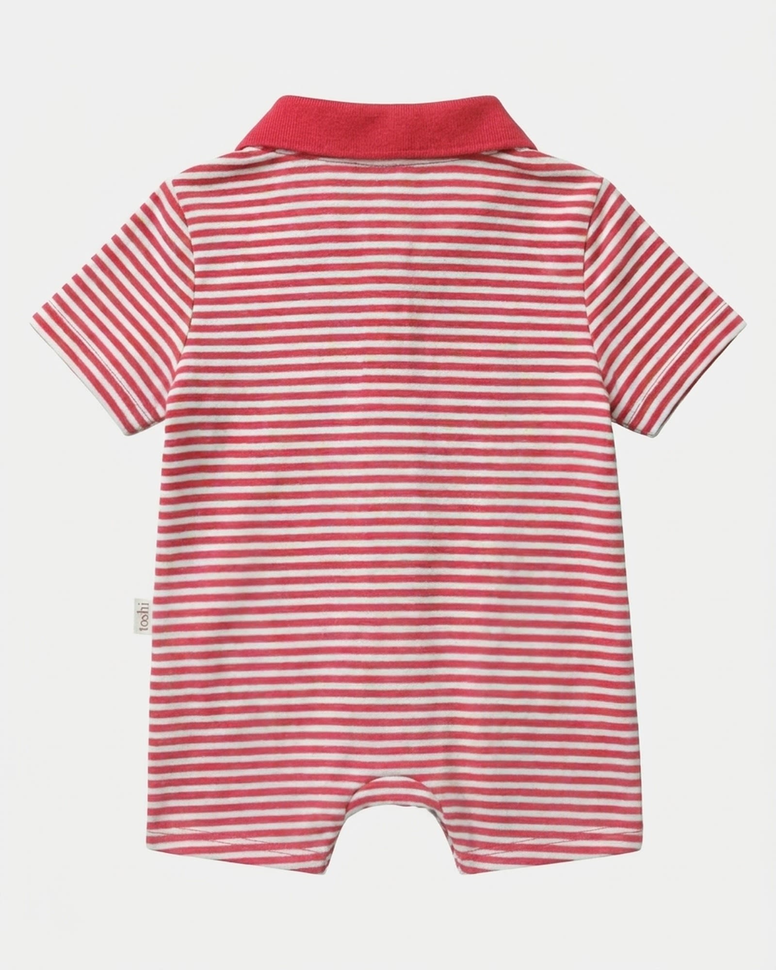 Back of the red striped polo onesie