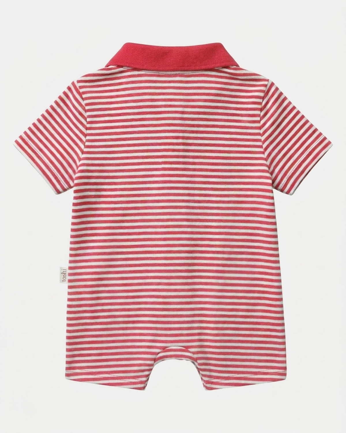 Back of the red striped polo onesie