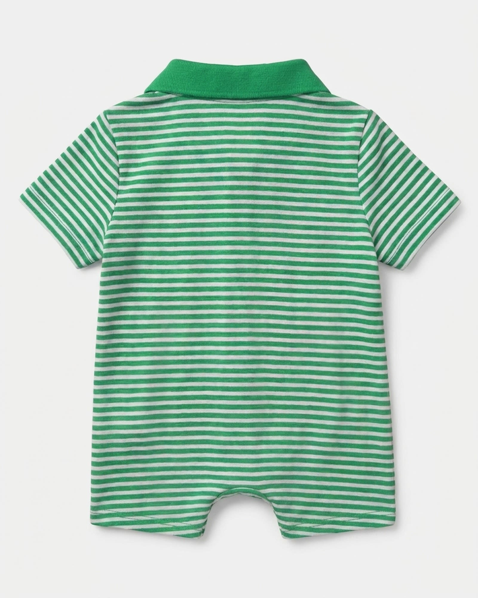 Back of the green striped polo onesie