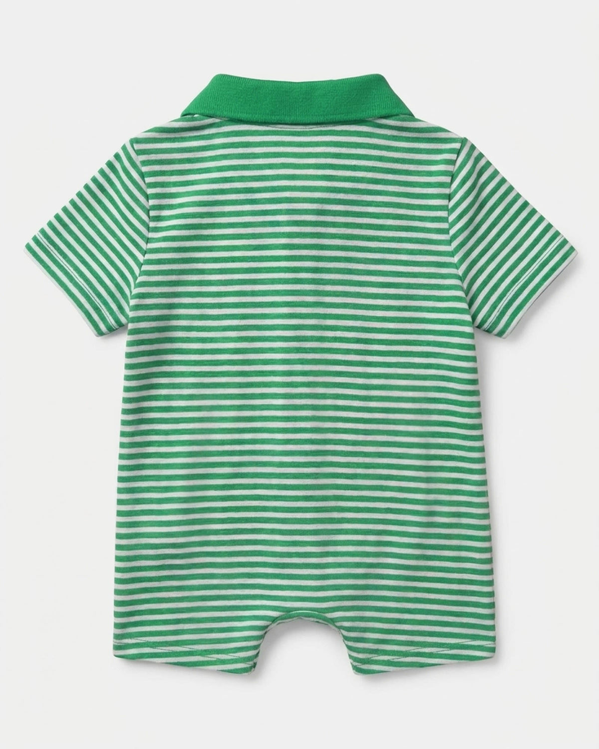 Back of the green striped polo onesie