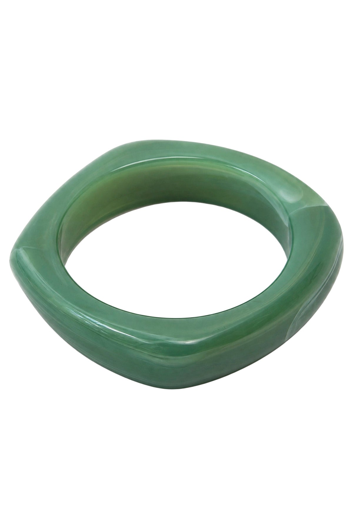 Palmera Mint bangle: a chunky green marble-look bangle with a softly squared profile