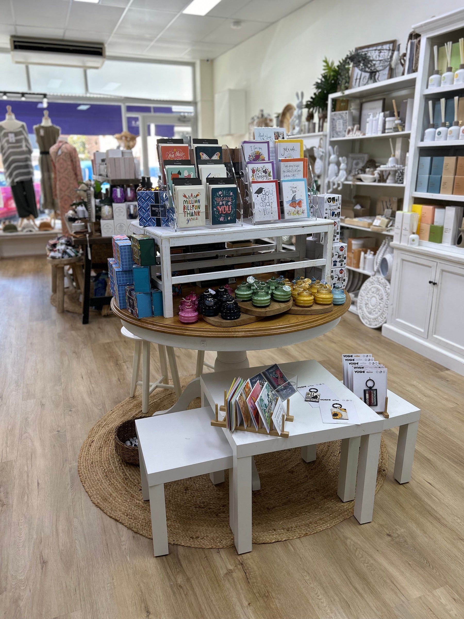 Cards, candles and gifts displayed inside Purple Merchant in Mortdale