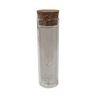 Selina sterling silver letter Q initial necklace in its cork-topped glass gift tube