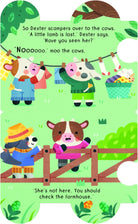 Inside page: Dexter asks the cows in the paddock whether they have seen a little lamb