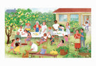 An inside spread of Sundays Under the Lemon Tree: a family lunch under a lemon tree.
