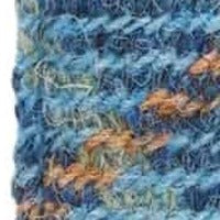 Blue Harris Tweed with an orange check, swatch