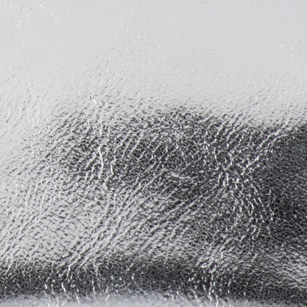 Close-up of the crinkled metallic silver finish