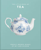 Front cover of The Little Book of Tea: a white china teapot painted with blue flowers on a duck-egg blue cover