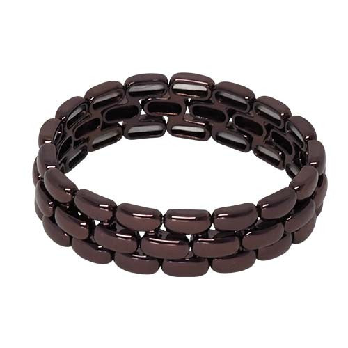 The triple layer rectangle bead stretch bracelet in chocolate.