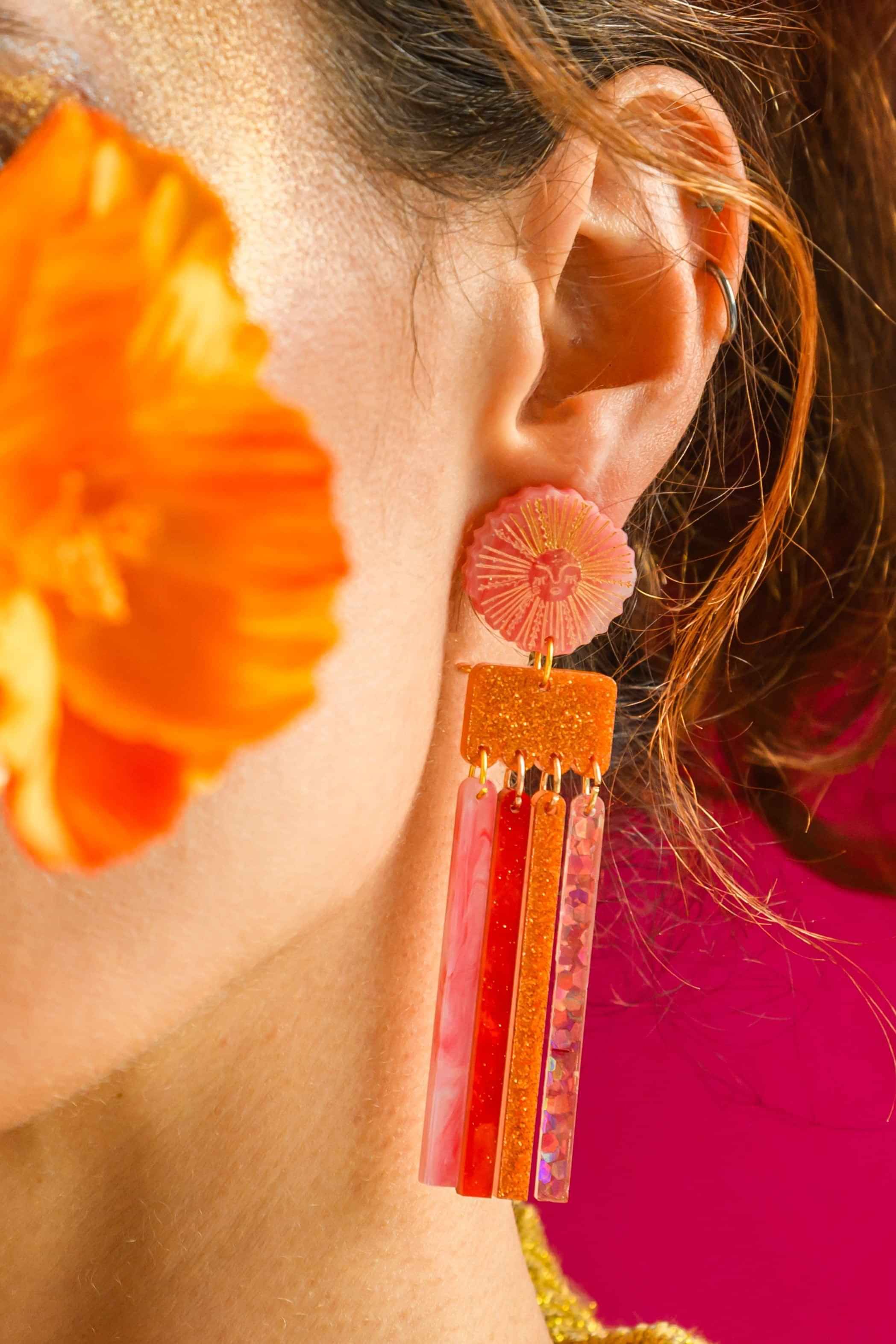 Goddess Earring - Coral