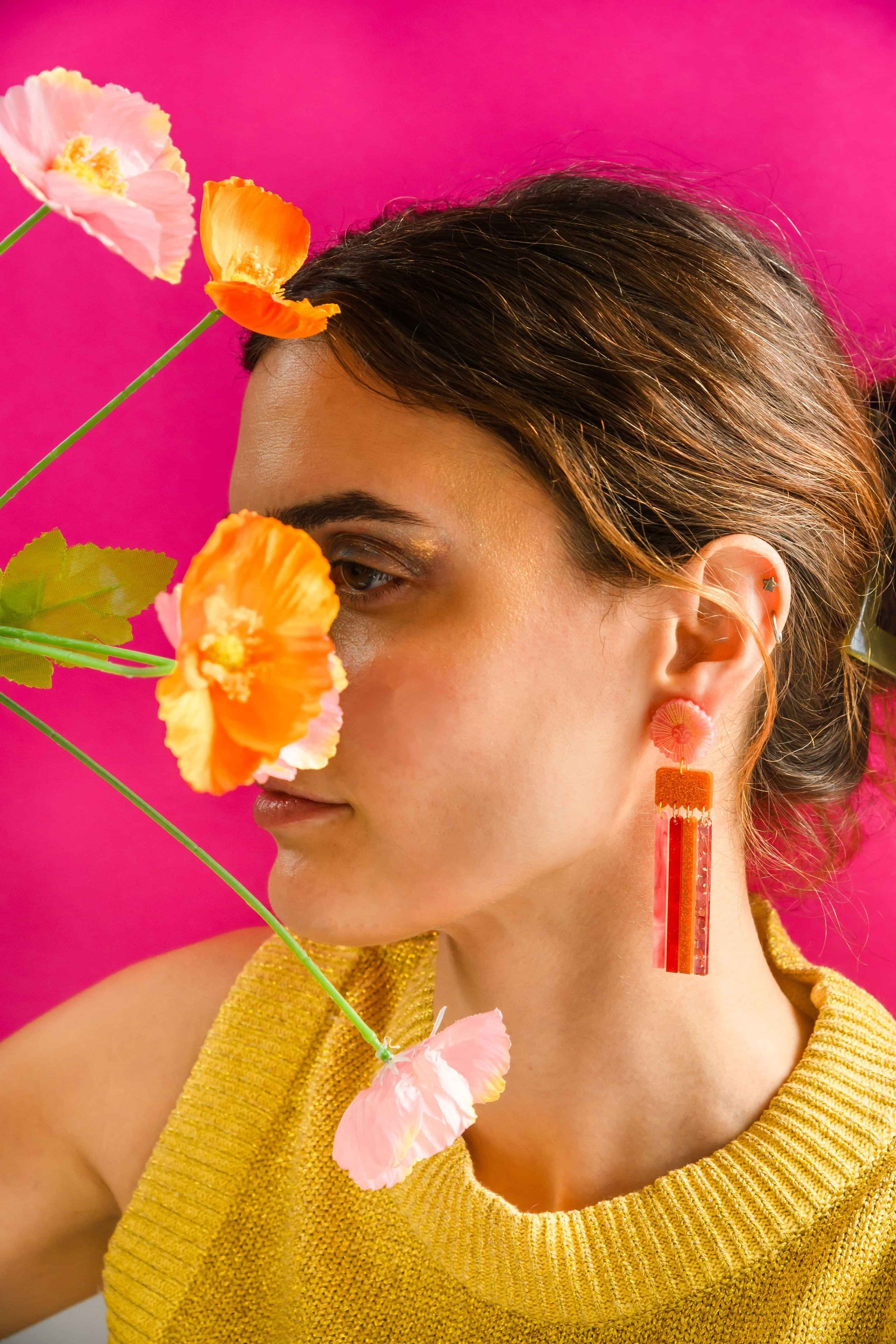 Goddess Earring - Coral
