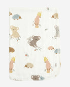 Close-up of the folded Gumnut Babies wrap and its print