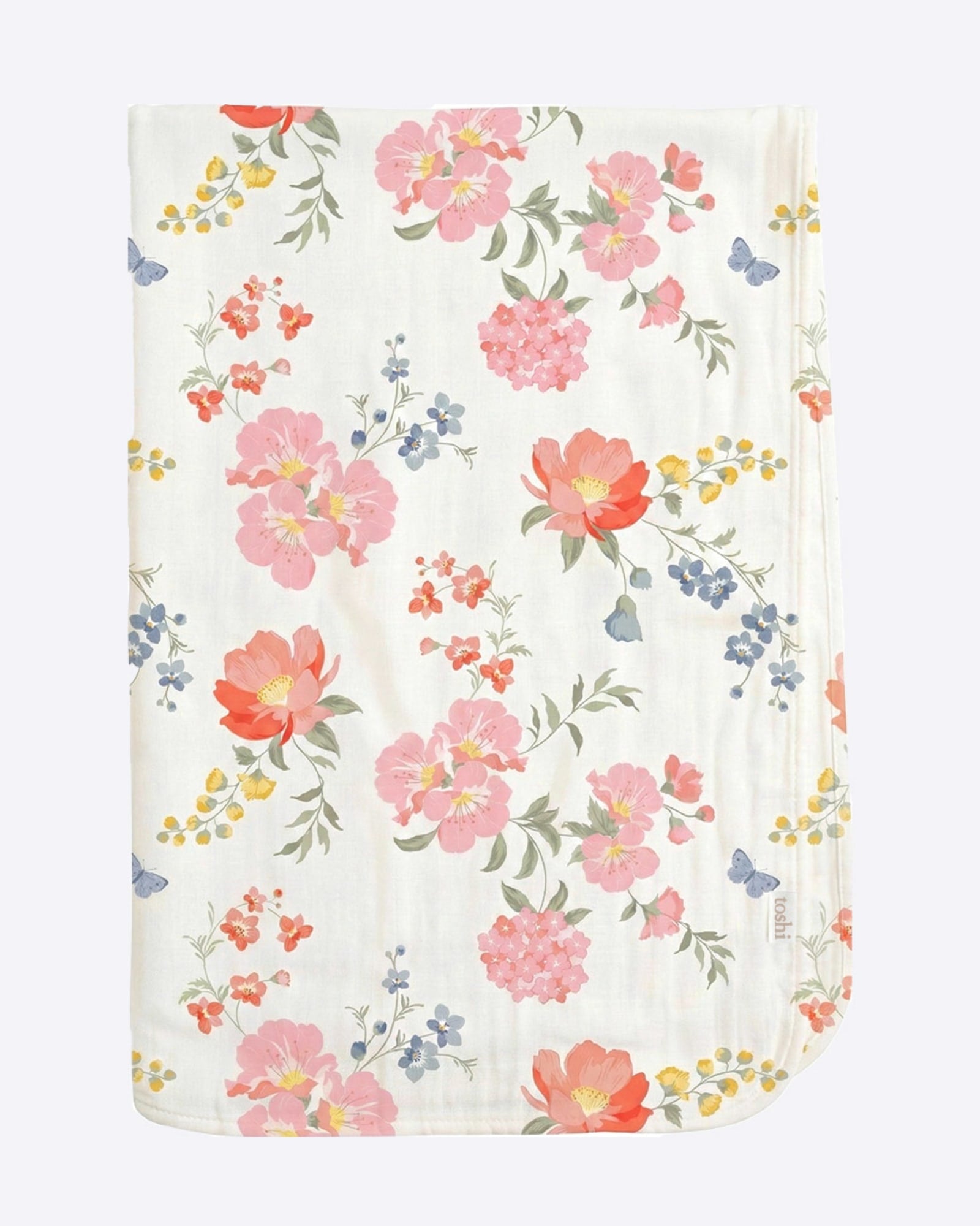 Close-up of the folded Wild Garden wrap and its print