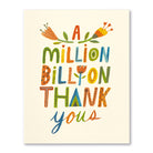 A Million Billion Thank Yous card with colourful patterned hand-lettering and folk flowers on cream