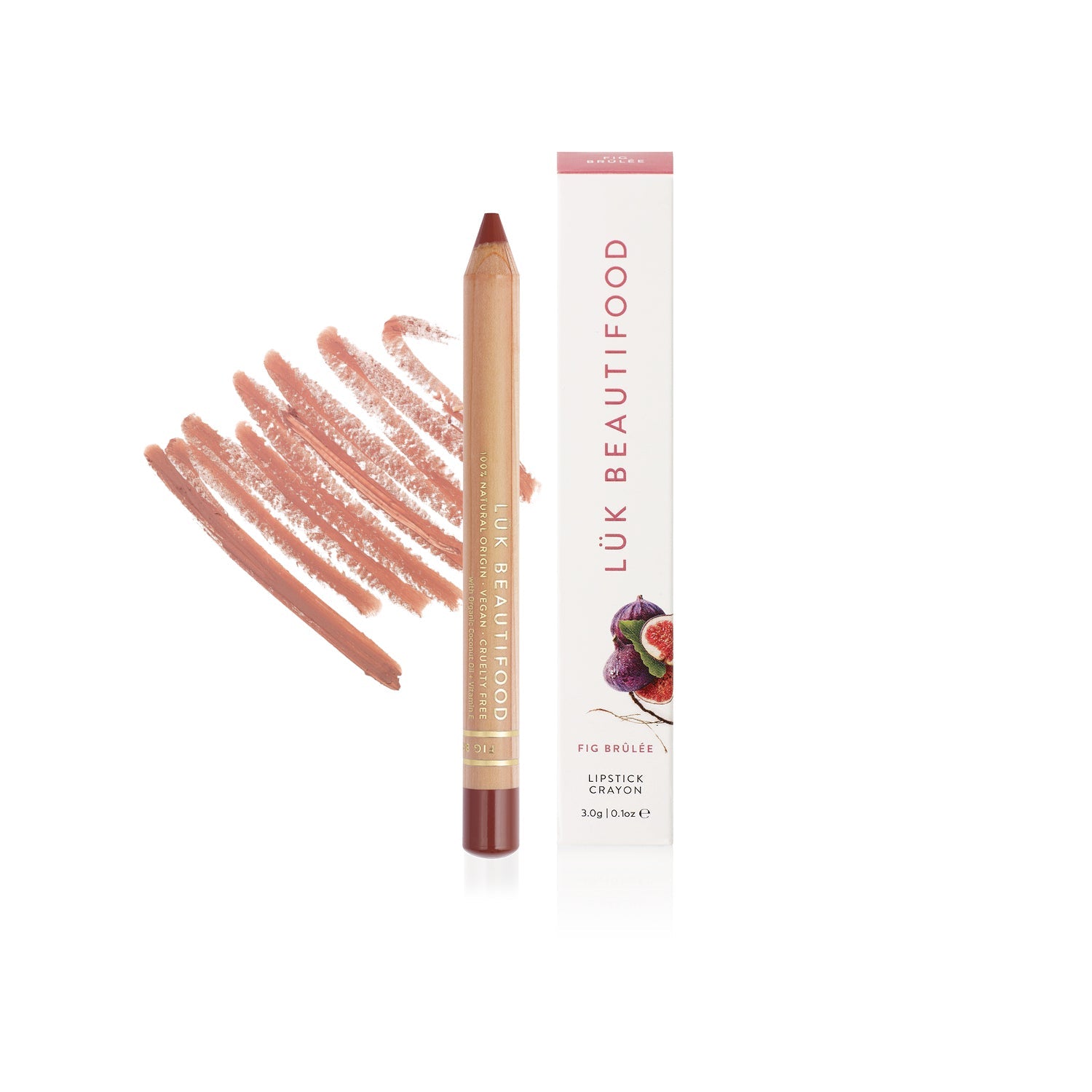 Lük Beautifood natural lipstick crayon in Fig Brûlée