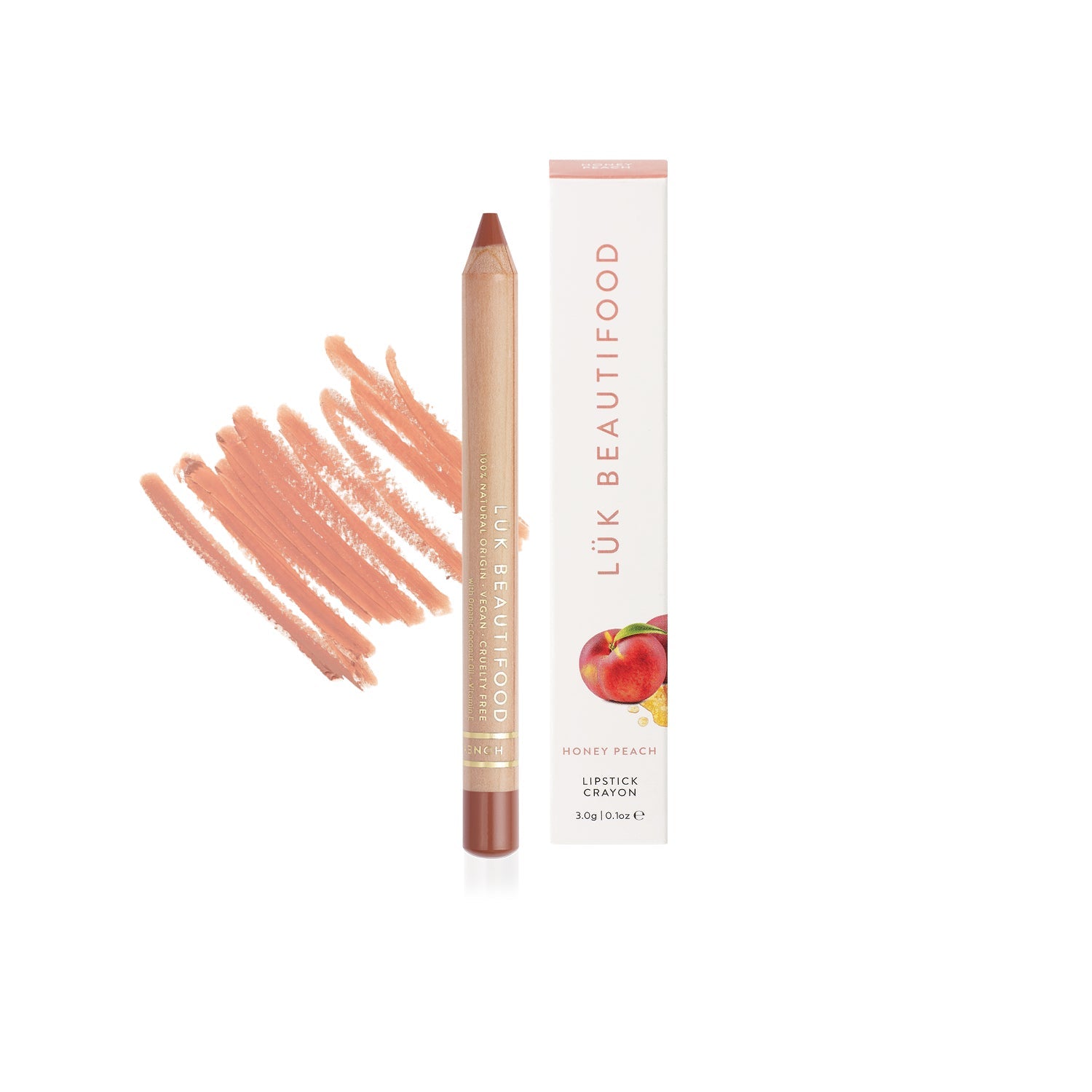 Lük Beautifood natural lipstick crayon in Honey Peach