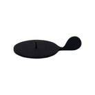 Ostra small black candle holder with flat oval tray, centre spike and curved carry handle